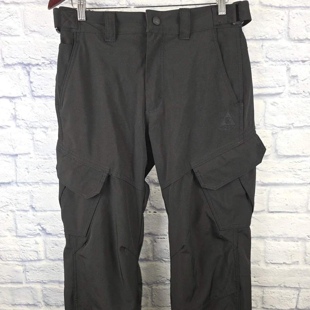 Gerry Men‎ Black Snow Ski Cargo Pants 4-Way Stretch Fleece Lined Sz Small 32X31